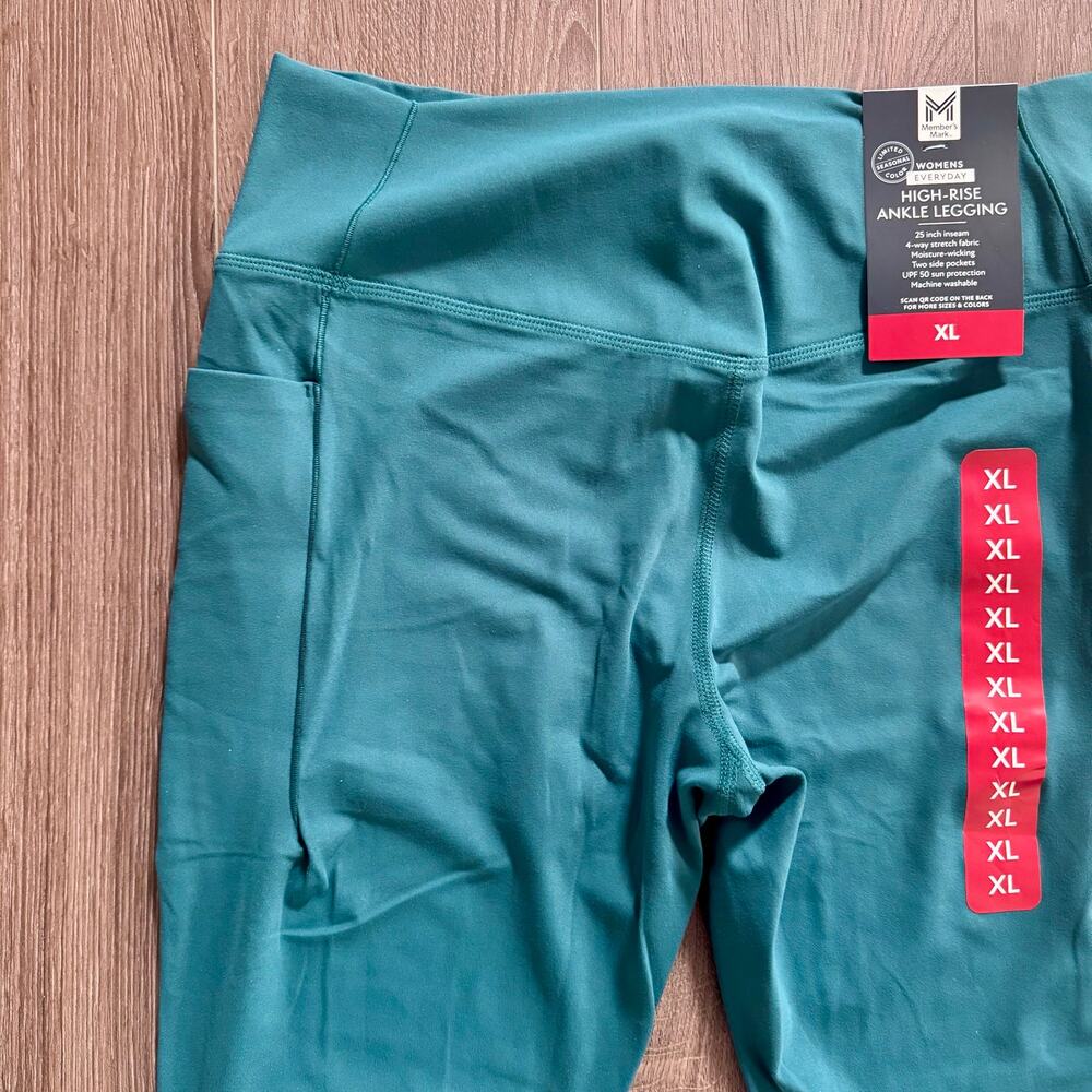 Members Mark Leggings Everyday High Rise Ankle Length Bundle of 2 Pink Teal XL - Picture 9 of 11